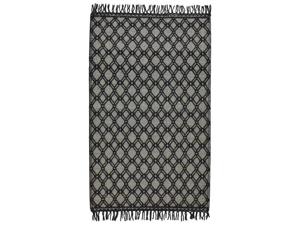 Phoenix Geometric Area Rug in Black and Ivory