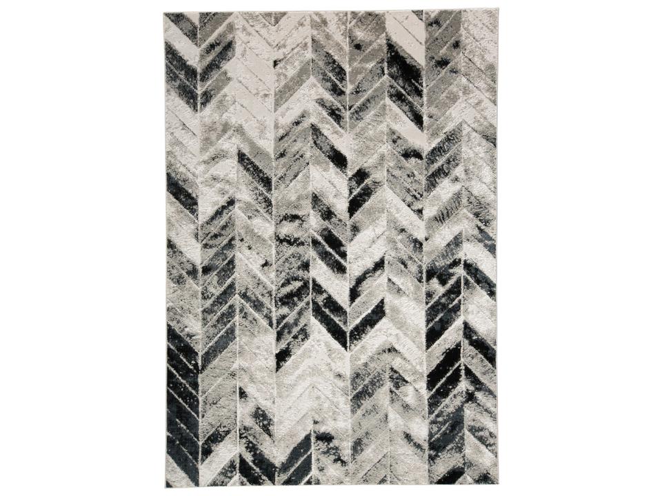Micah Geometric Area Rug in Gray Silver with High-Low Pile