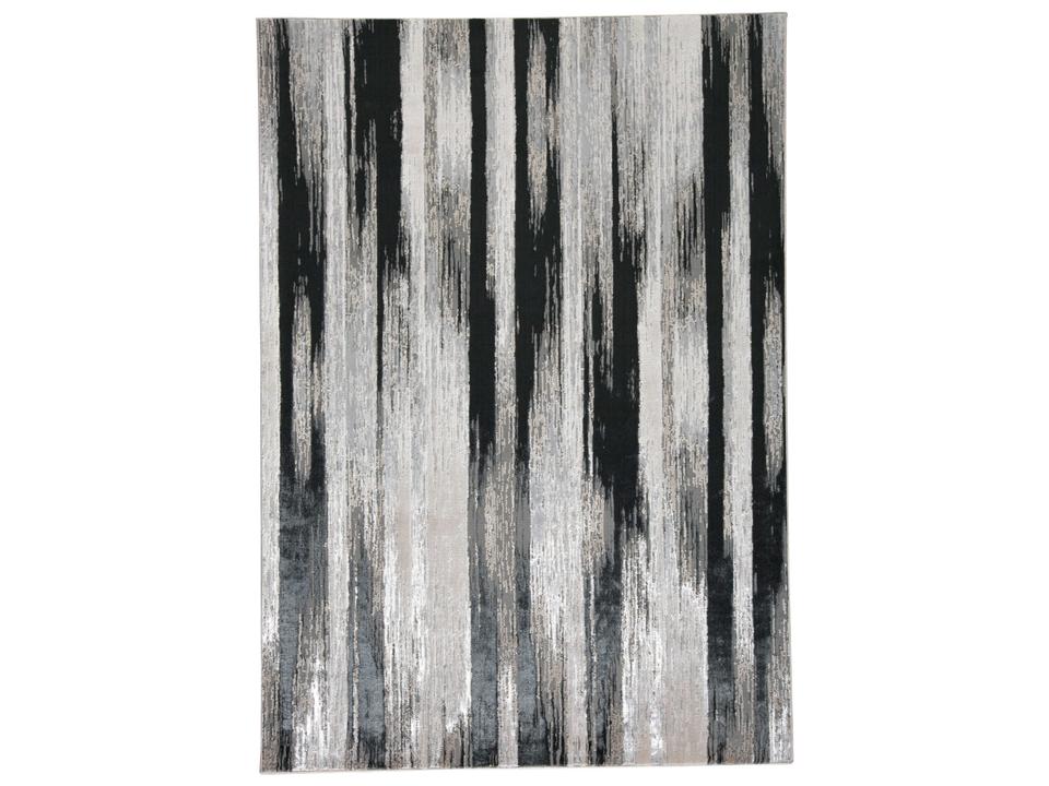Micah Abstract Area Rug in Black and Silver