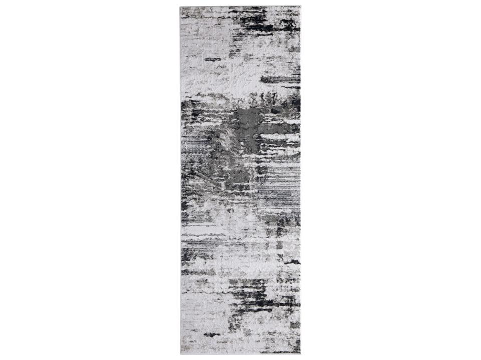 Prasad Abstract Runner Area Rug in Ivory Charcoal