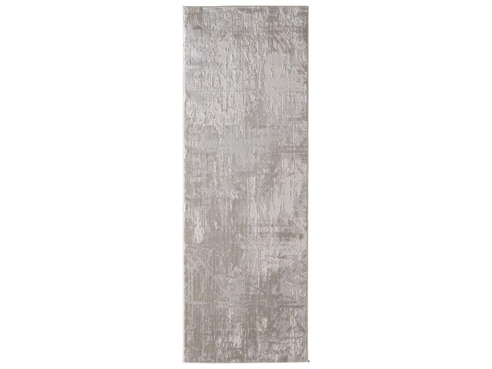 Prasad Abstract Power Loomed Runner Area Rug in Ivory Beige