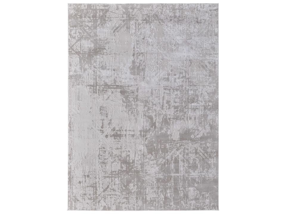 Prasad Abstract Power Loomed Area Rug in Ivory Taupe Silver