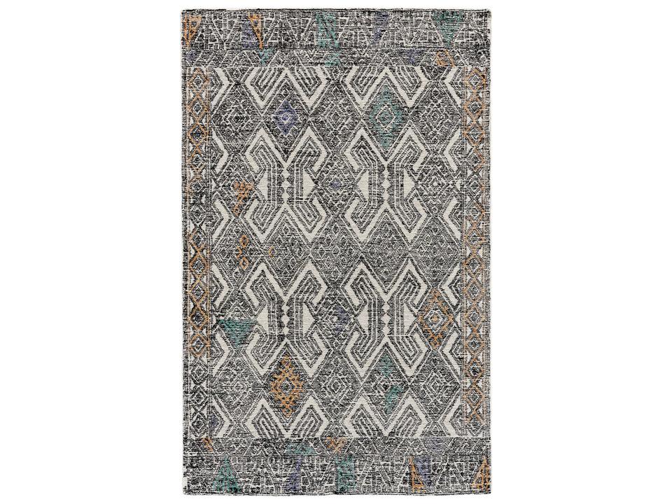 Arazad Geometric Abstract Hand Tufted Area Rug in Black Tangerine