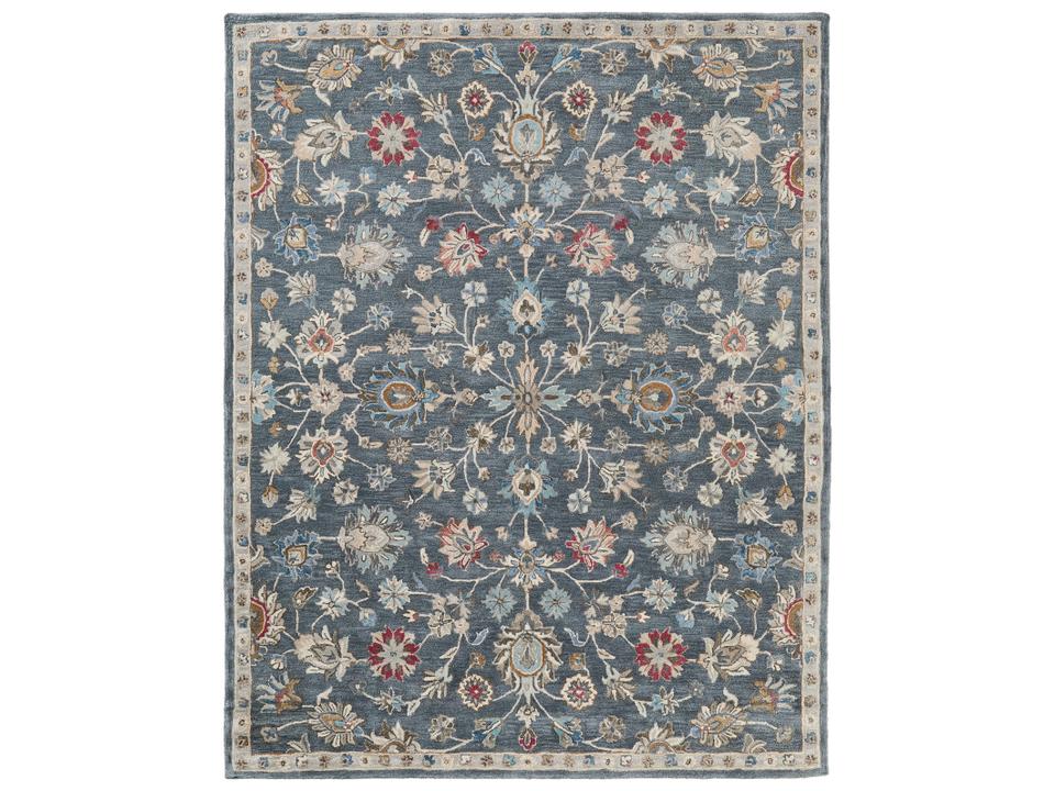 Feizy Rylan Hand-Tufted Wool Floral Area Rug in Blue and Gray