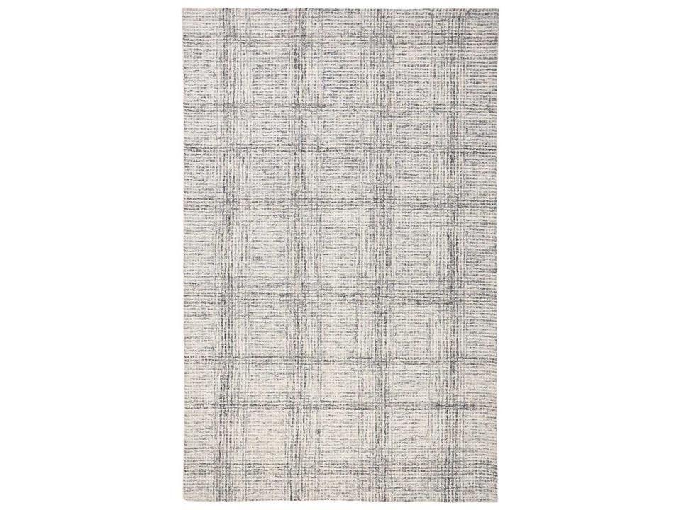 Belfort Hand-Tufted Wool Area Rug in Ivory Gray Tan Geometric Pattern