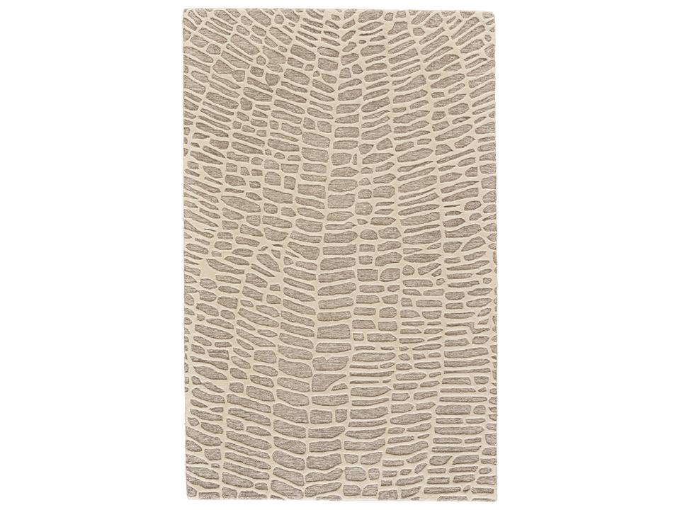 Feizy Enzo Collection Ivory Gray Hand-Tufted Wool and Cotton Area Rug