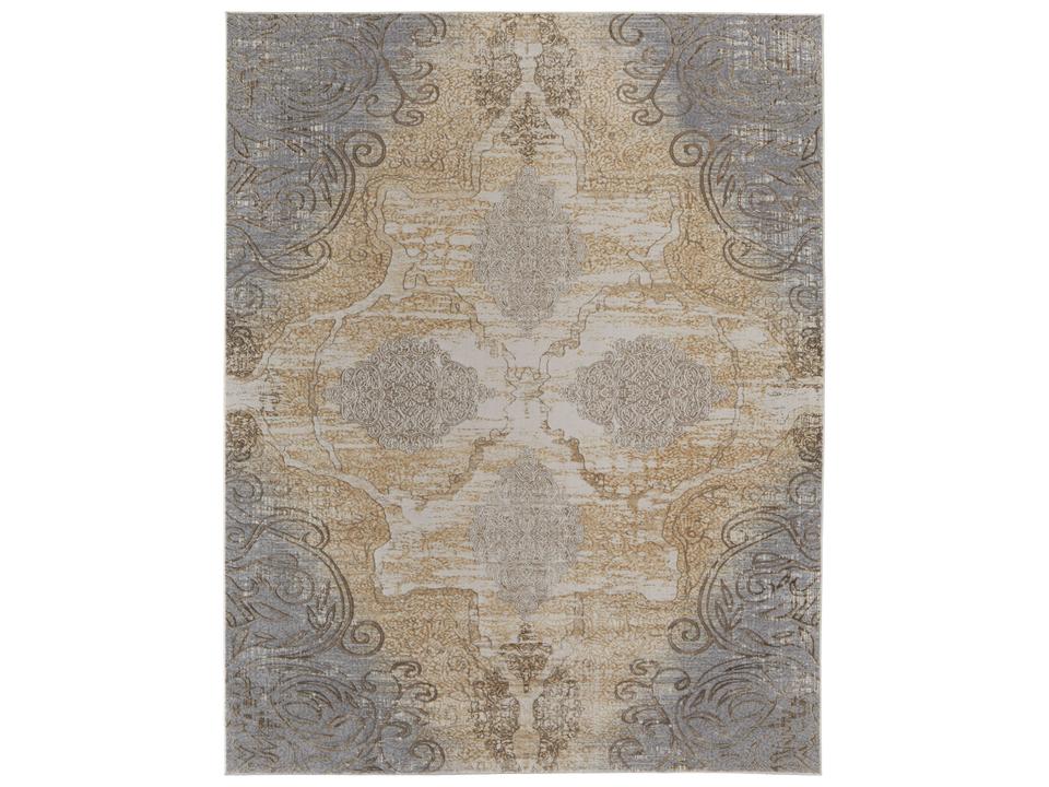 Celene Floral Medallion Area Rug in Silver Tan Gray