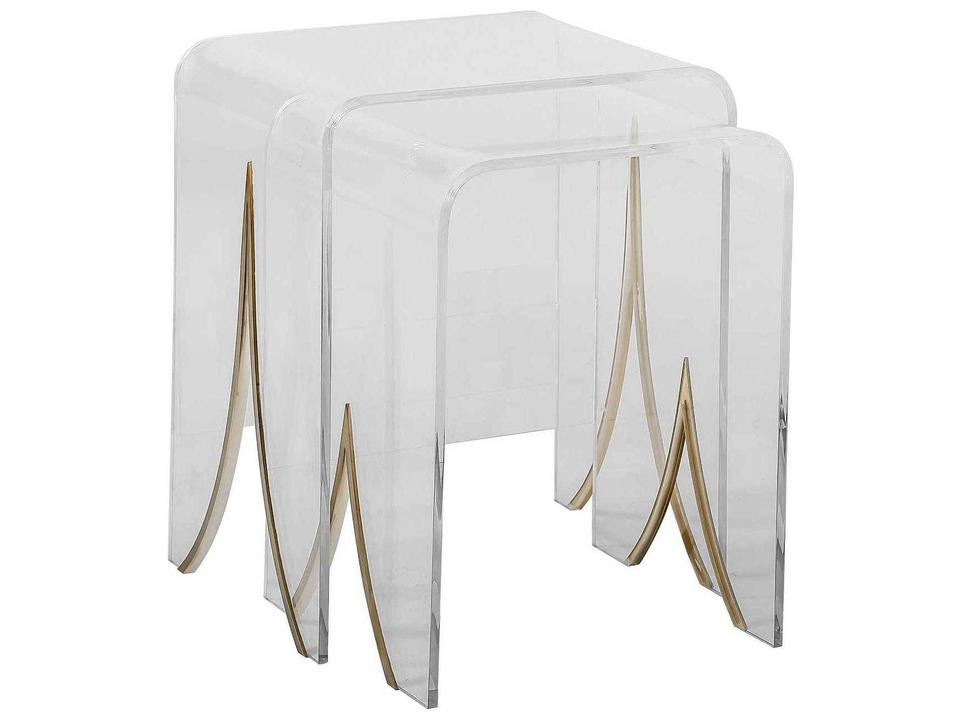 Magnolia Rectangle Nesting Tables in Clear Acrylic and Brushed Brass