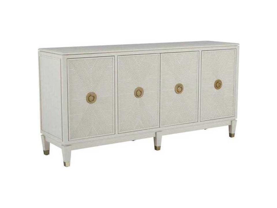 Strella Cabinet Cerused White Oak Veneer with Stainless Champagne Pulls