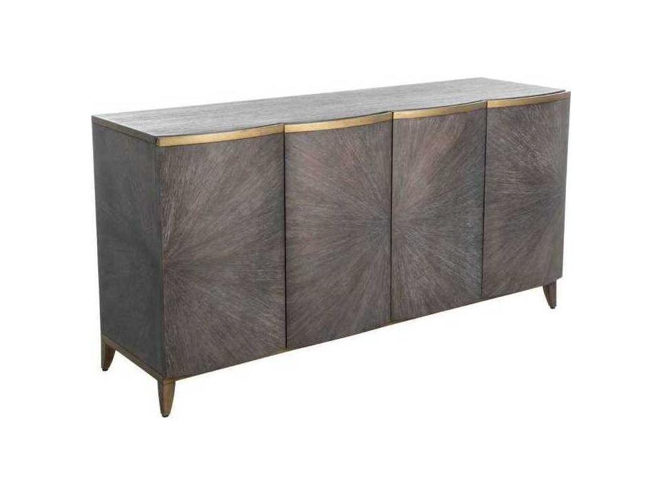 Pete Mindi Starburst Veneer Sideboard in Natural Black and Stained Brass