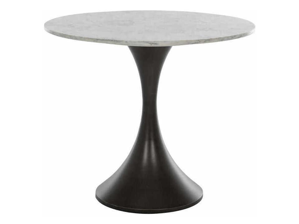Cortez Round Marble Bistro Table in White and Gold Flecked Marble