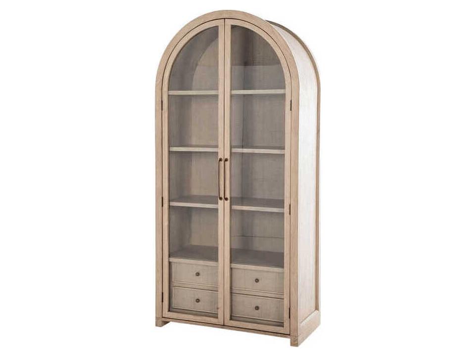 Elsa Arched Cabinet Blonde Natural Rattan with Tempered Glass Doors