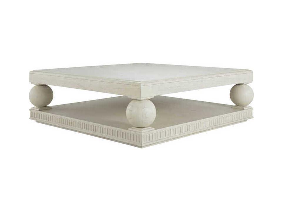 Bronte Square Coffee Table in Antique Brushed White with Oak Veneer