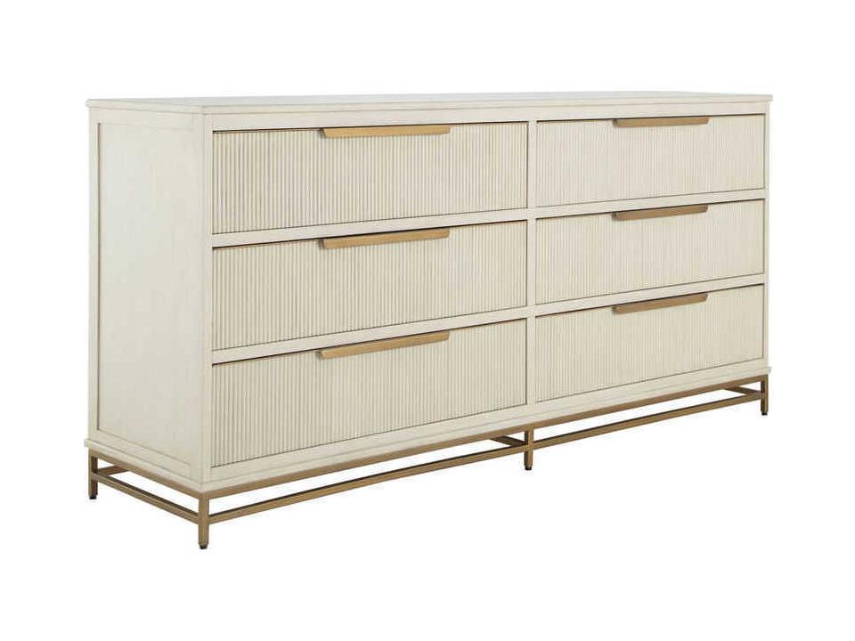 Riggs 6-Drawer Dresser in Distressed Antique White and Stained Gold