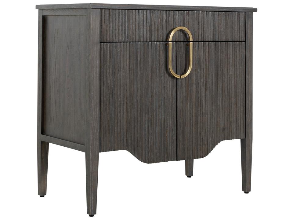 Darrius 1-Drawer Nightstand with Ribbed Oak Front and Brass Hardware