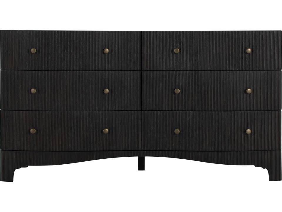 Princeton 6-Drawer Double Dresser in Cerused Forest Black with Brushed Bronze Hardware