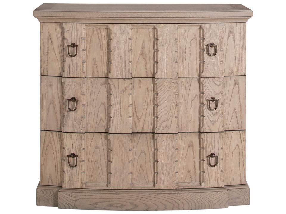 Antonio 3-Drawer Accent Chest in Light Natural Blonde Oak and Antique Bronze