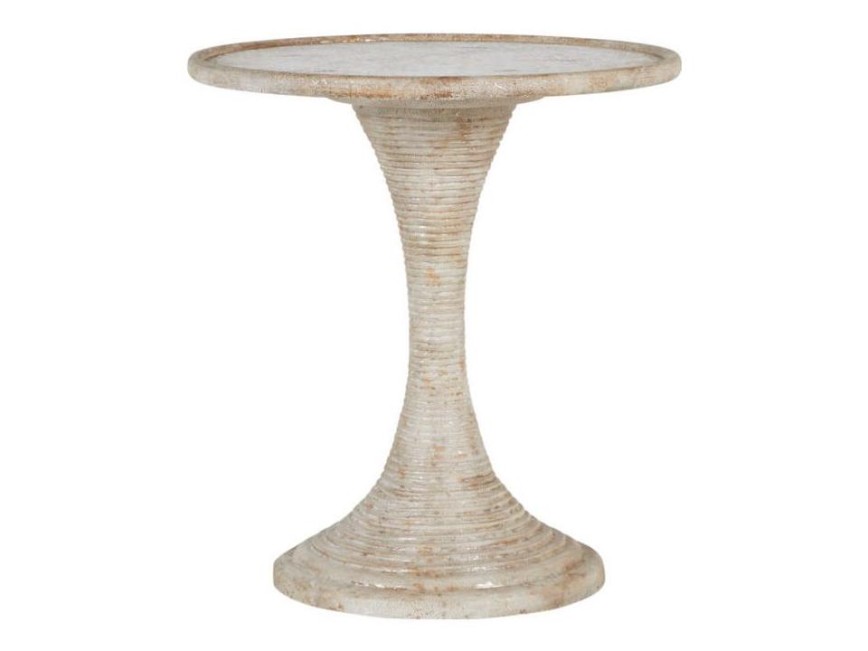 Gloria Round End Table in Antique Gold Leaf and Silver Leaf