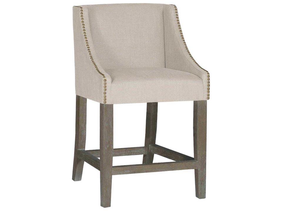 Winston Upholstered Slope Arm Counter Stool in Burnished Oak and Linen Dove