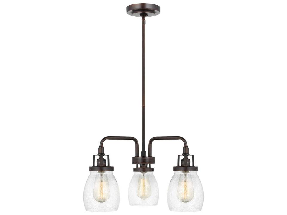 Belton 3-Light Chandelier in Bronze with Clear Seeded Glass