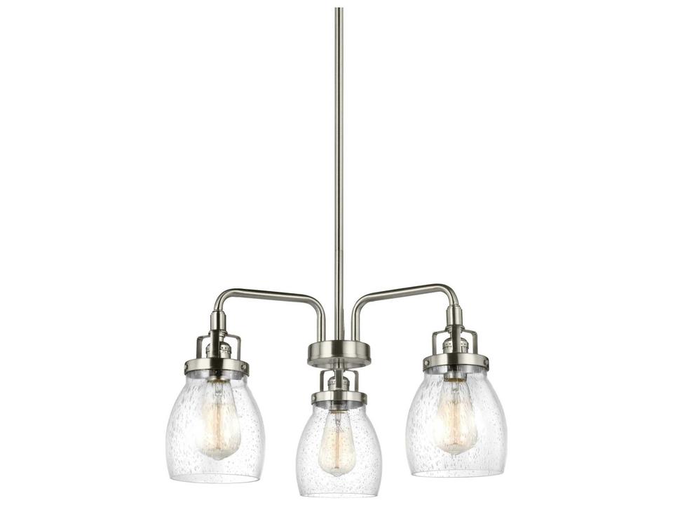 Belton 3-Light Chandelier in Brushed Nickel with Clear Seeded Glass