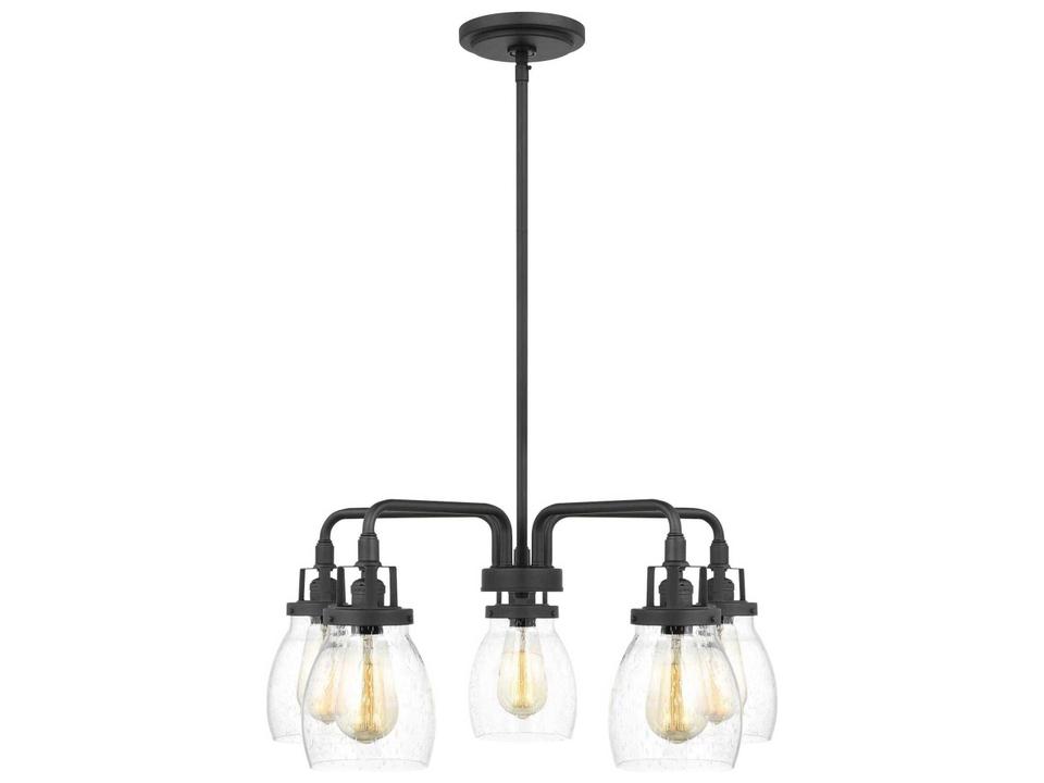 Belton 5-Light Chandelier in Midnight Black with Seeded Glass