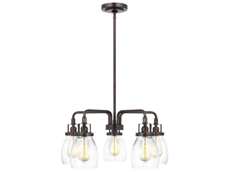 Belton 5-Light Chandelier in Bronze with Seeded Glass