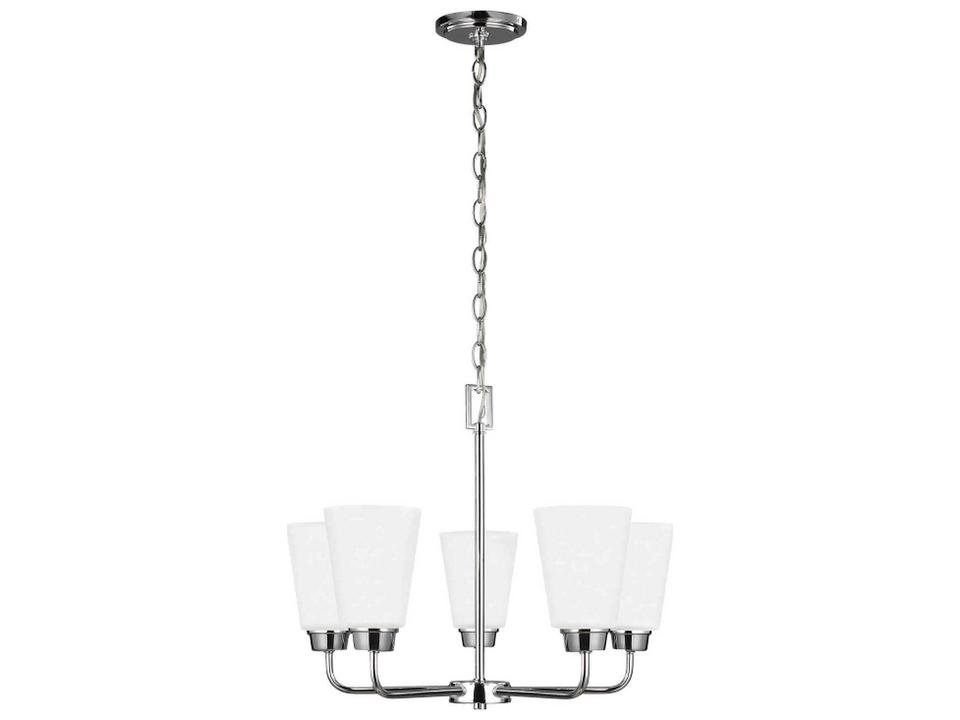 Kerrville 5-Light Chandelier in Chrome with Satin Etched Glass