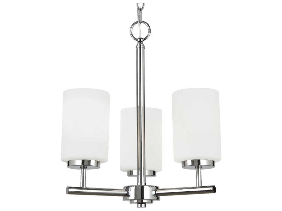 3-Light Oslo Chandelier in Chrome with Cased Opal Etched Glass