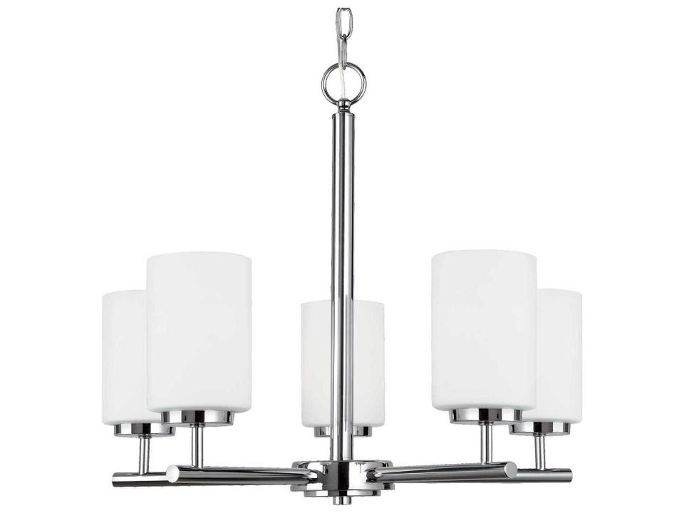 Oslo 5-Light Chandelier in Chrome with Opal Etched Glass