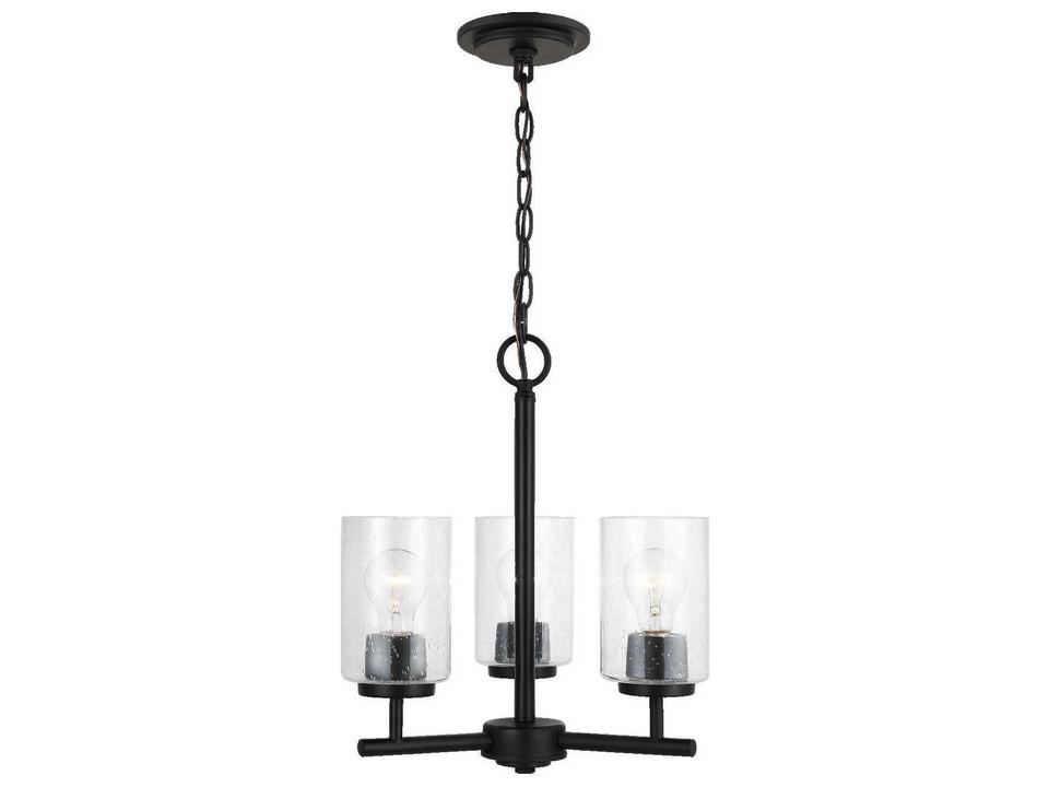 Oslo 3-Light Chandelier in Midnight Black with Clear Seeded Glass