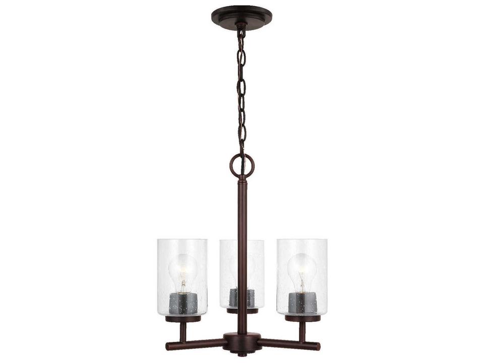 Oslo 3-Light Chandelier in Bronze with Clear Seeded Glass