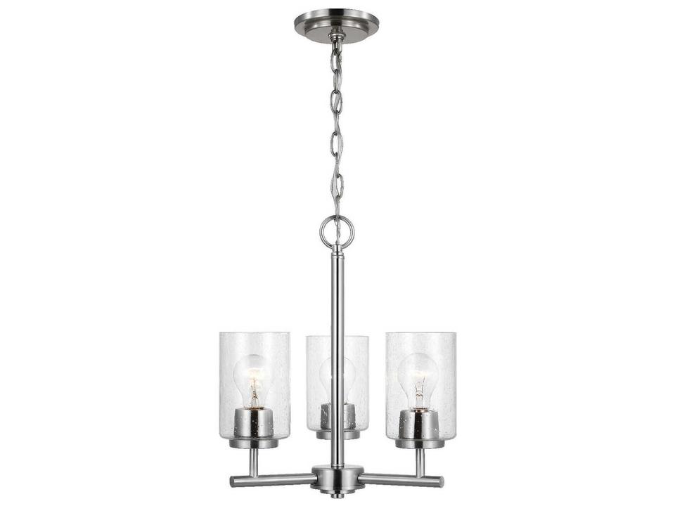 Oslo 3-Light Chandelier in Brushed Nickel with Clear Seeded Glass
