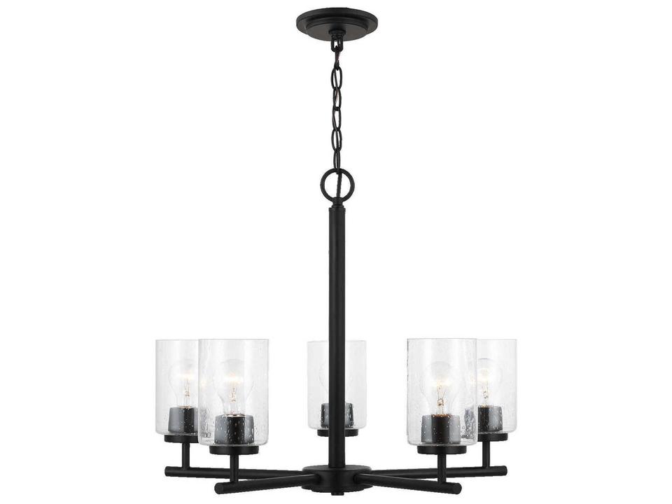Oslo 5-Light Chandelier in Midnight Black with Clear Seeded Glass