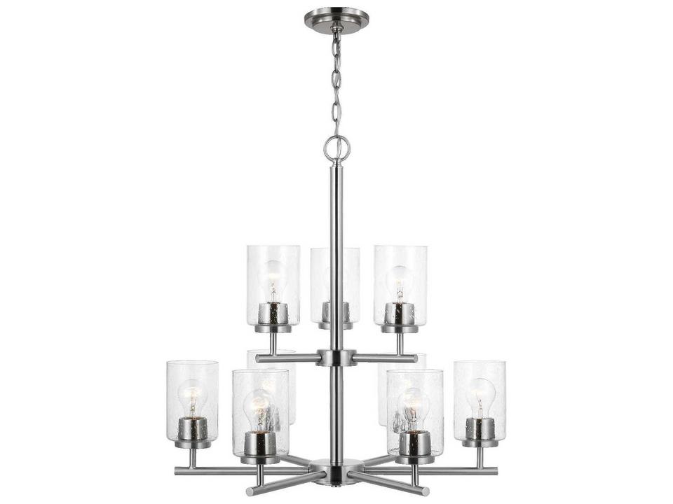Oslo 9-Light Chandelier in Brushed Nickel with Clear Seeded Glass