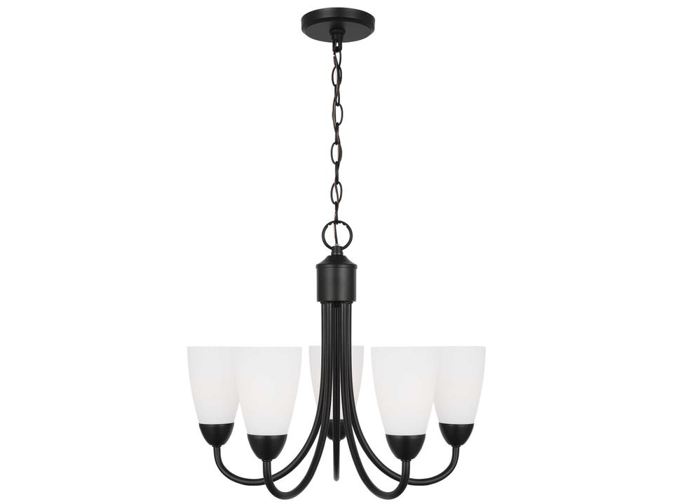 Seville 5-Light Chandelier in Midnight Black with Etched Glass