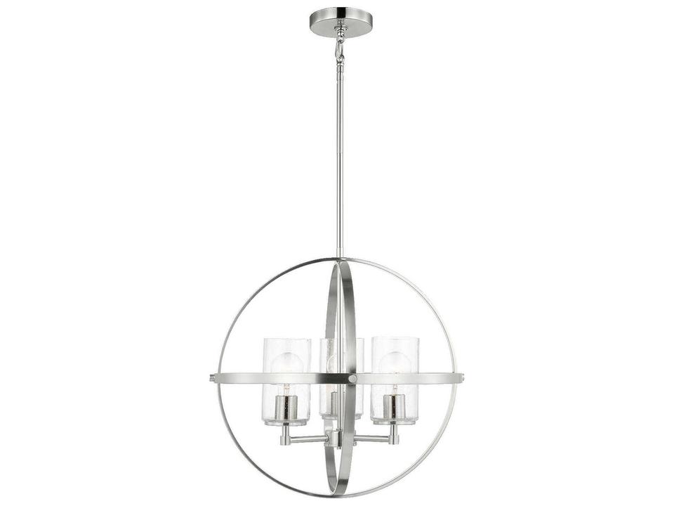 Alturas 3-Light Chandelier in Brushed Nickel with Clear Seeded Glass