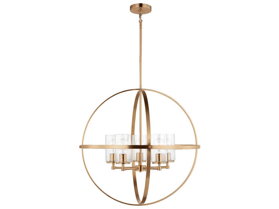 Alturas 5-Light Chandelier in Satin Brass with Clear Seeded Glass