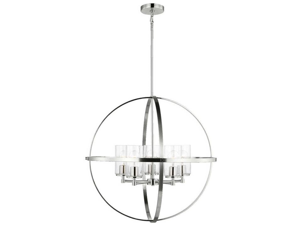 5-Light Alturas Chandelier in Brushed Nickel with Clear Seeded Glass
