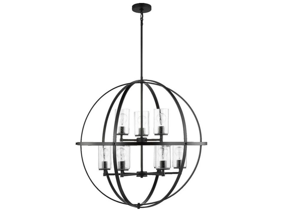 Alturas 9-Light Chandelier in Midnight Black with Clear Seeded Glass