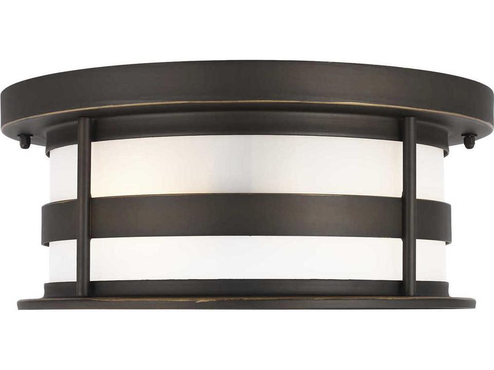 Wilburn 2-Light Outdoor Flush Mount in Antique Bronze