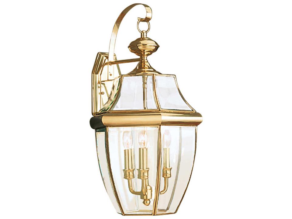 Lancaster 3-Light Traditional Outdoor Wall Sconce in Polished Brass