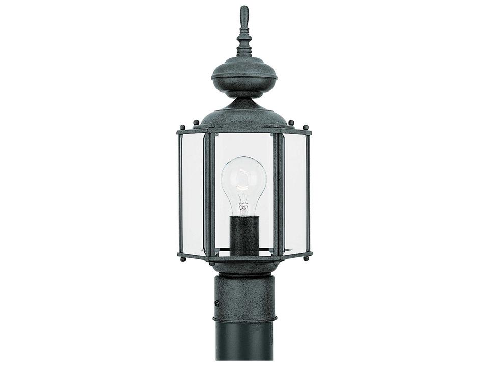 One-Light Classico Outdoor Post Lantern in Black with Clear Beveled Glass