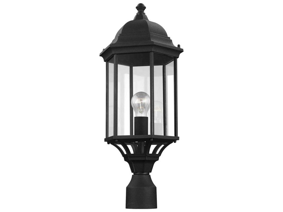 Sevier 1-Light Outdoor Post Lantern in Black with Clear Glass