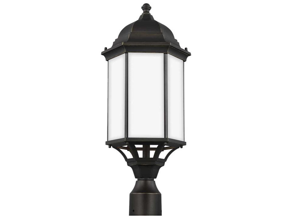 Sevier 1-Light Outdoor Post Light in Black with Satin Etched Glass