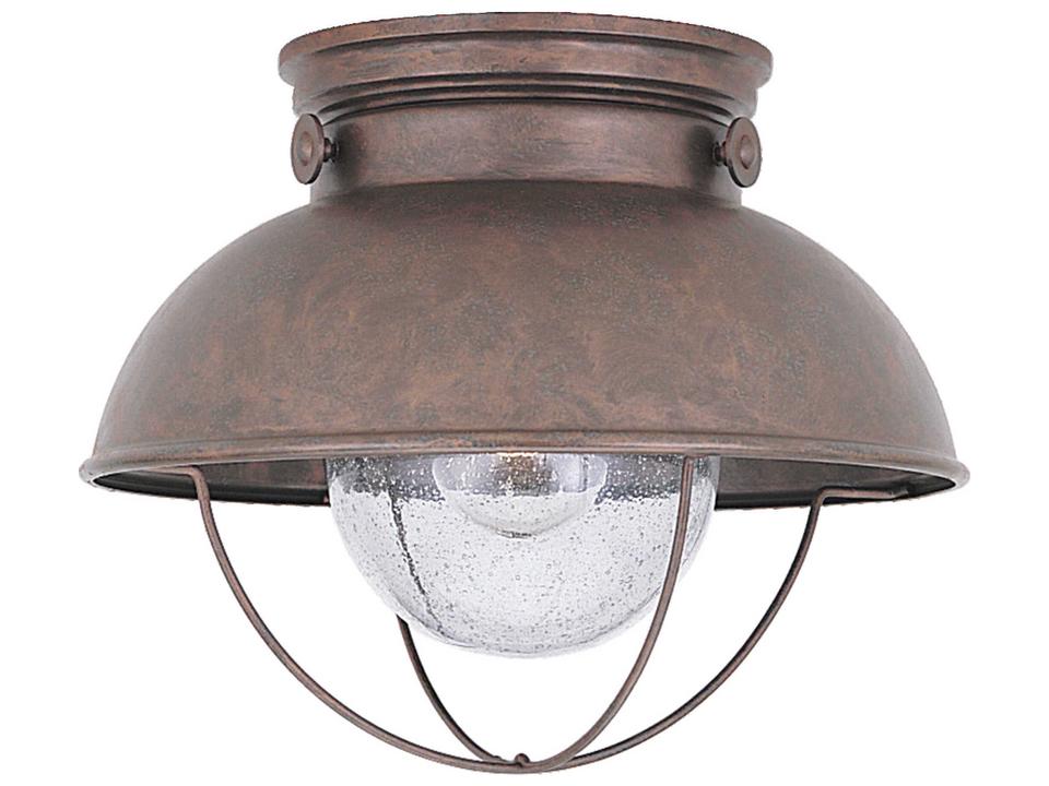 Sebring One Light Outdoor Flush Mount in Weathered Copper