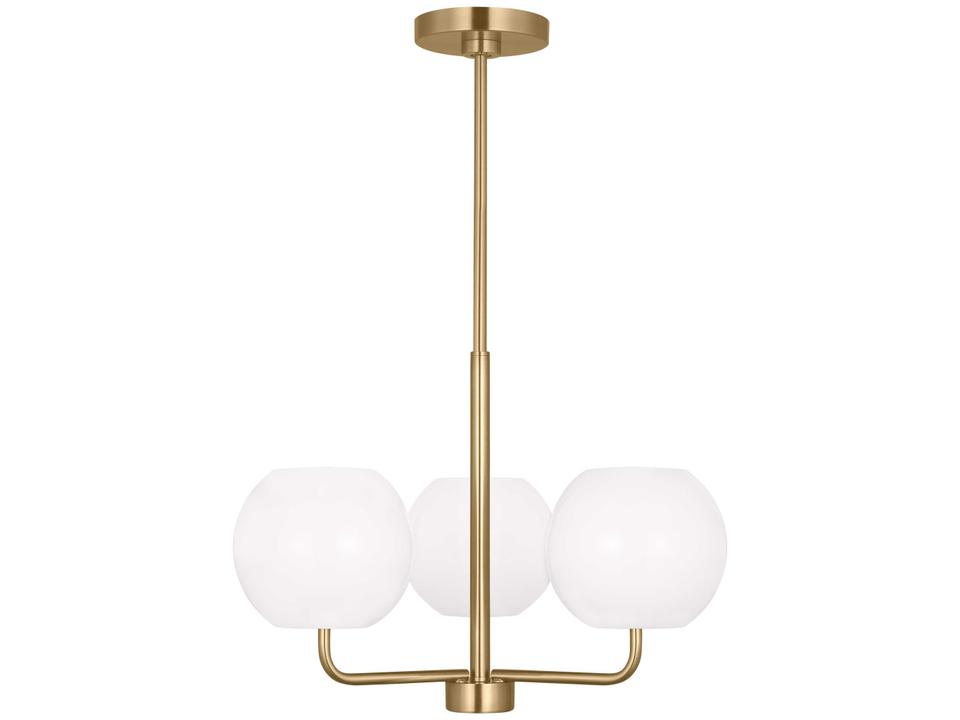 3-Light Rory Chandelier with Opal Glass Shades in Satin Bronze