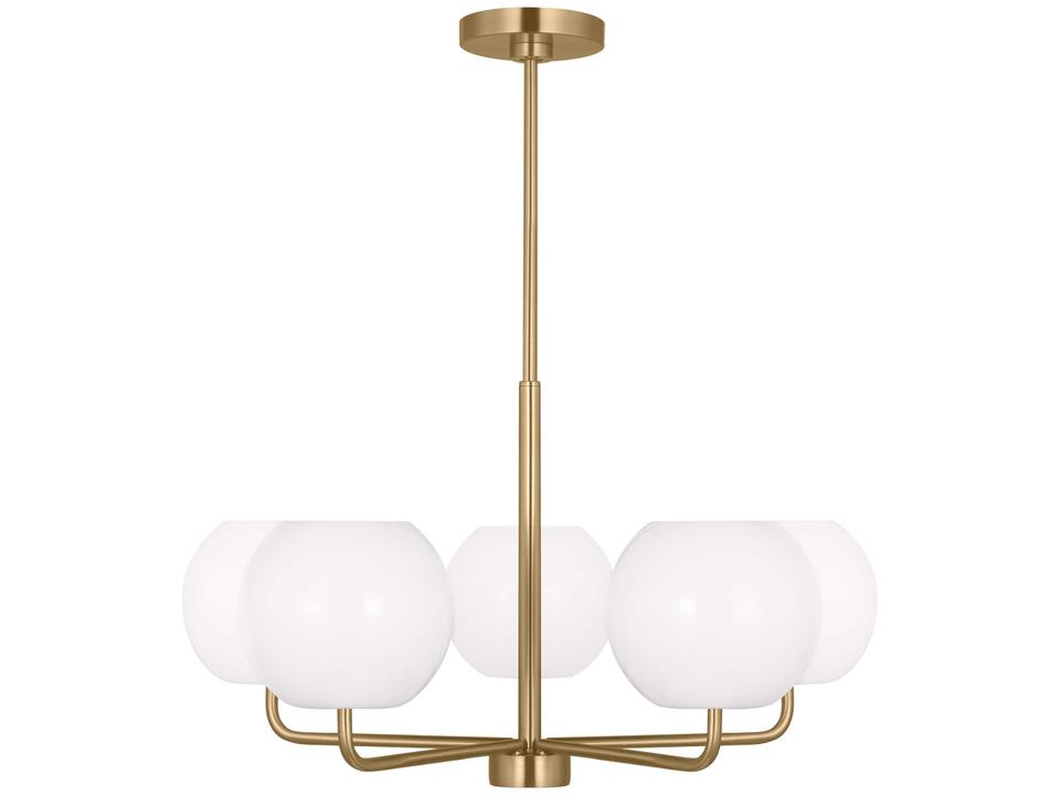5-Light Rory Chandelier in Satin Bronze with Opal Glass Shades