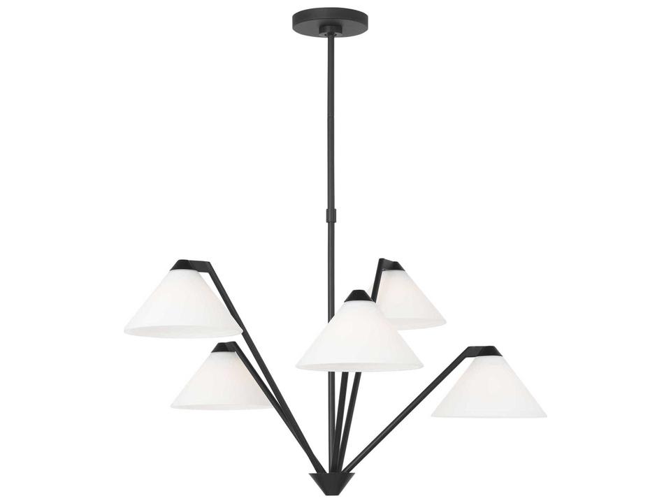 Werley 5-Light Chandelier in Midnight Black with Etched White Glass Shades