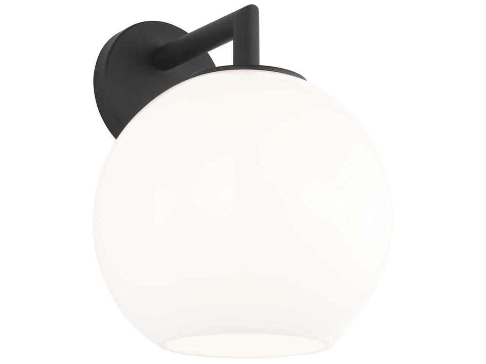 Toca 1-Light Outdoor Wall Lantern in Textured Black with Milk Glass
